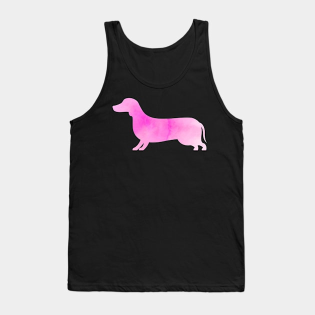 Dachshund Dog Pink watercolor Silhouette Tank Top by BadrooGraphics Store